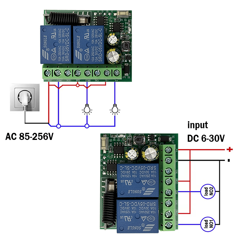 DC 12V 24V AC 220V RF433 2CH M - огляд і ціна 433Mhz Receiver Module
